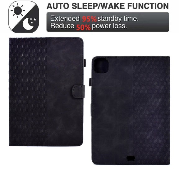 For iPad Pro 11 2024 Rhombus Embossed Leather Tablet Case(Black)
