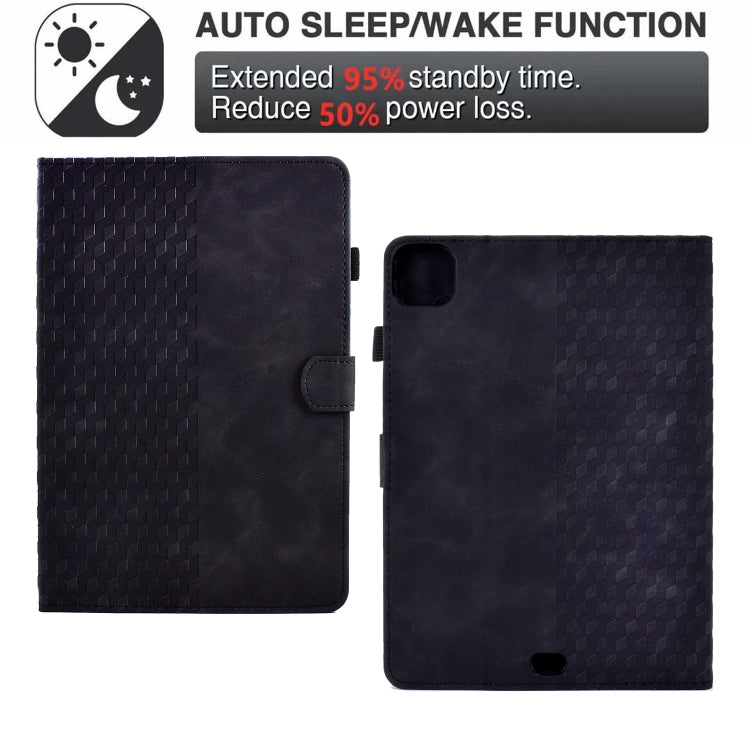 For iPad Pro 11 2024 Rhombus Embossed Leather Tablet Case(Black)