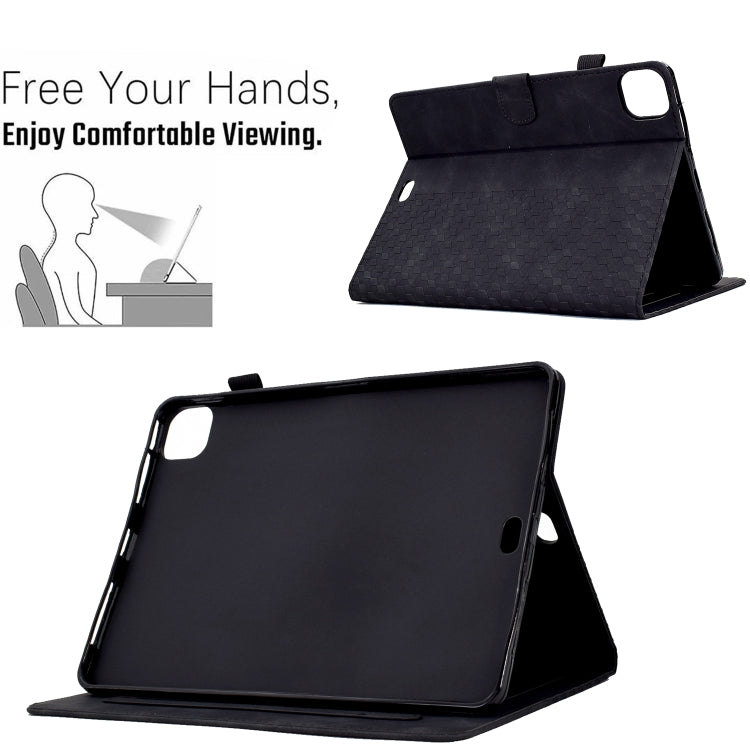 For iPad Pro 11 2024 Rhombus Embossed Leather Tablet Case(Black)