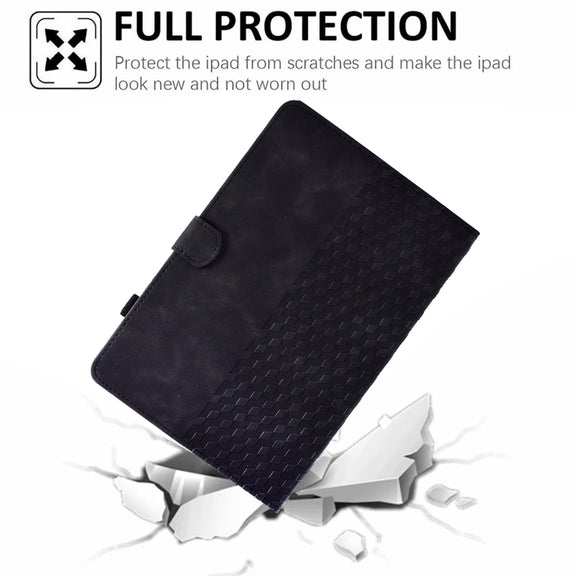 For iPad Pro 11 2024 Rhombus Embossed Leather Tablet Case(Black)