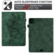 For iPad Pro 11 2024 Peony Butterfly Embossed Leather Smart Tablet Case(Green)