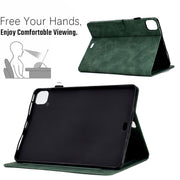 For iPad Pro 11 2024 Peony Butterfly Embossed Leather Smart Tablet Case(Green)