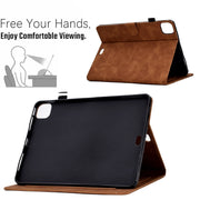 For iPad Pro 11 2024 Peony Butterfly Embossed Leather Smart Tablet Case(Brown)