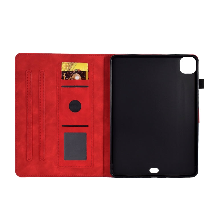For iPad Pro 11 2024 Peony Butterfly Embossed Leather Smart Tablet Case(Red)