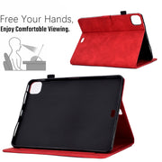 For iPad Pro 11 2024 Peony Butterfly Embossed Leather Smart Tablet Case(Red)