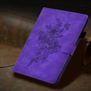 For iPad Pro 11 2024 Peony Butterfly Embossed Leather Smart Tablet Case(Purple)