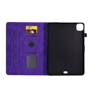 For iPad Pro 11 2024 Peony Butterfly Embossed Leather Smart Tablet Case(Purple)