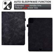 For iPad Pro 11 2024 Peony Butterfly Embossed Leather Smart Tablet Case(Black)