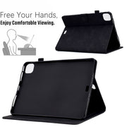 For iPad Pro 11 2024 Peony Butterfly Embossed Leather Smart Tablet Case(Black)