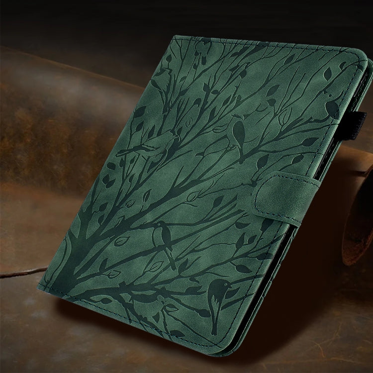 For iPad Pro 11 2024 Fortune Tree Embossed Leather Smart Tablet Case(Green)