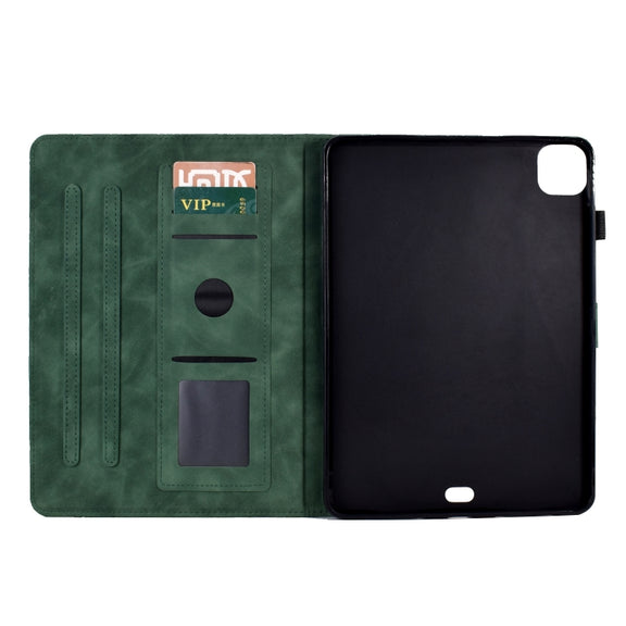 For iPad Pro 11 2024 Fortune Tree Embossed Leather Smart Tablet Case(Green)