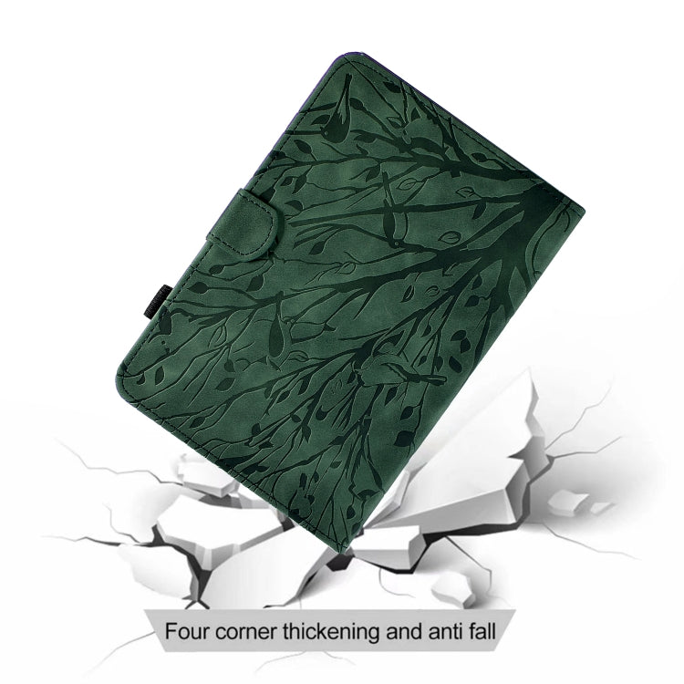 For iPad Pro 11 2024 Fortune Tree Embossed Leather Smart Tablet Case(Green)