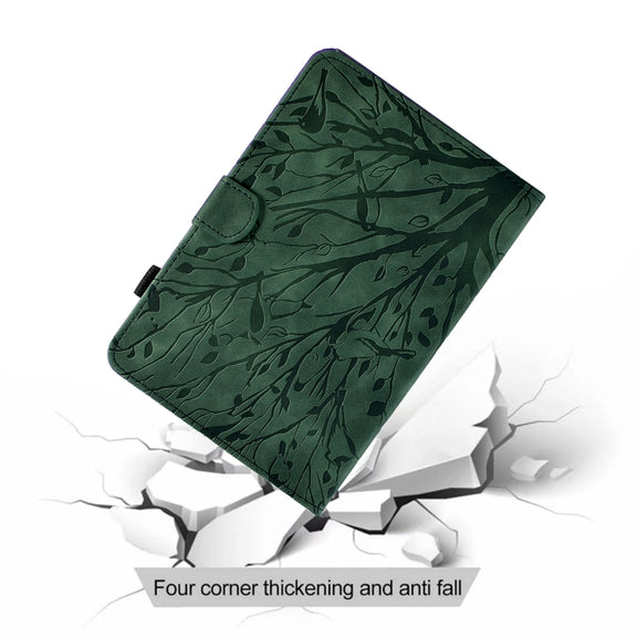 For iPad Pro 11 2024 Fortune Tree Embossed Leather Smart Tablet Case(Green)