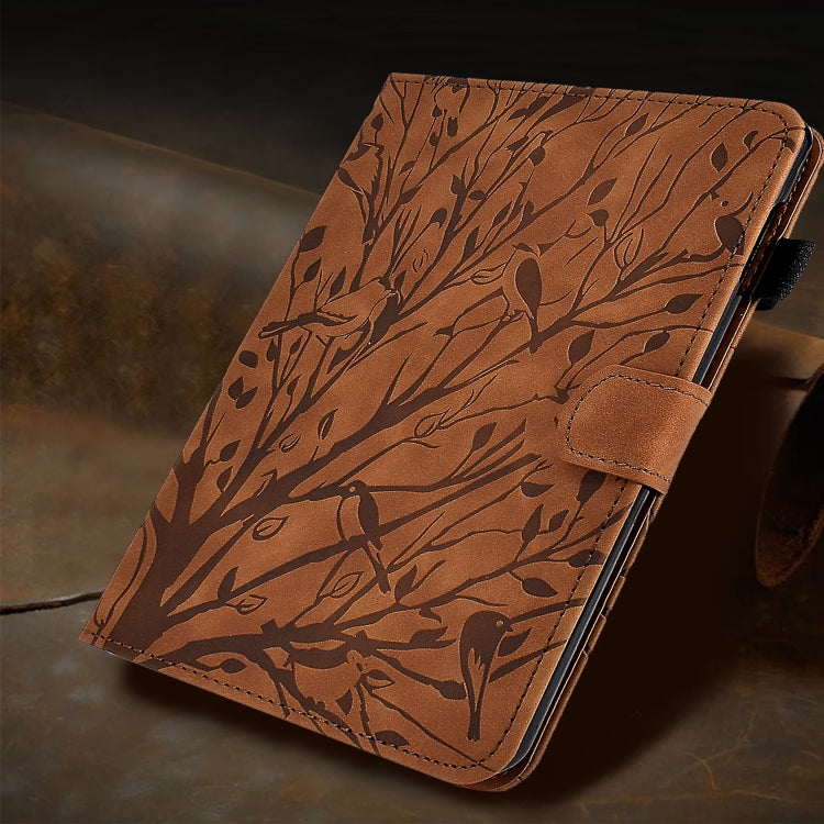 For iPad Pro 11 2024 Fortune Tree Embossed Leather Smart Tablet Case(Brown)