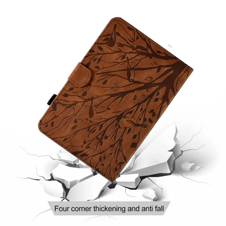 For iPad Pro 11 2024 Fortune Tree Embossed Leather Smart Tablet Case(Brown)