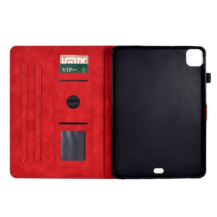 For iPad Pro 11 2024 Fortune Tree Embossed Leather Smart Tablet Case(Red)