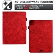 For iPad Pro 11 2024 Fortune Tree Embossed Leather Smart Tablet Case(Red)