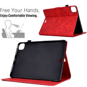 For iPad Pro 11 2024 Fortune Tree Embossed Leather Smart Tablet Case(Red)