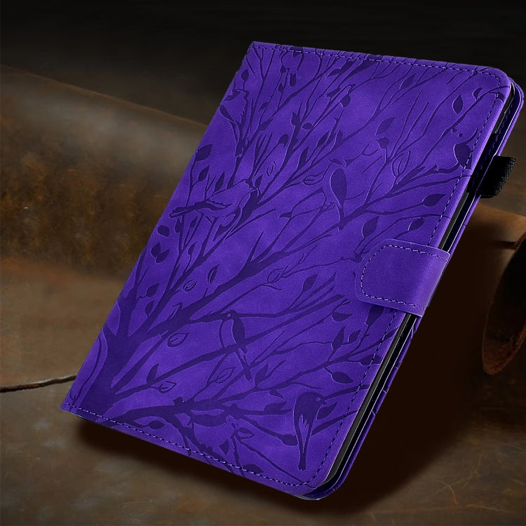 For iPad Pro 11 2024 Fortune Tree Embossed Leather Smart Tablet Case(Purple)