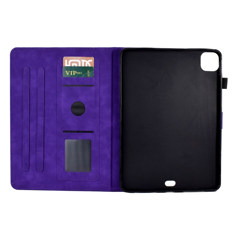For iPad Pro 11 2024 Fortune Tree Embossed Leather Smart Tablet Case(Purple)