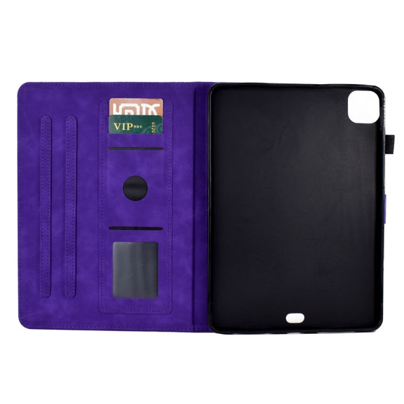 For iPad Pro 11 2024 Fortune Tree Embossed Leather Smart Tablet Case(Purple)