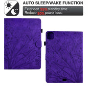 For iPad Pro 11 2024 Fortune Tree Embossed Leather Smart Tablet Case(Purple)