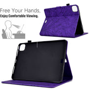 For iPad Pro 11 2024 Fortune Tree Embossed Leather Smart Tablet Case(Purple)
