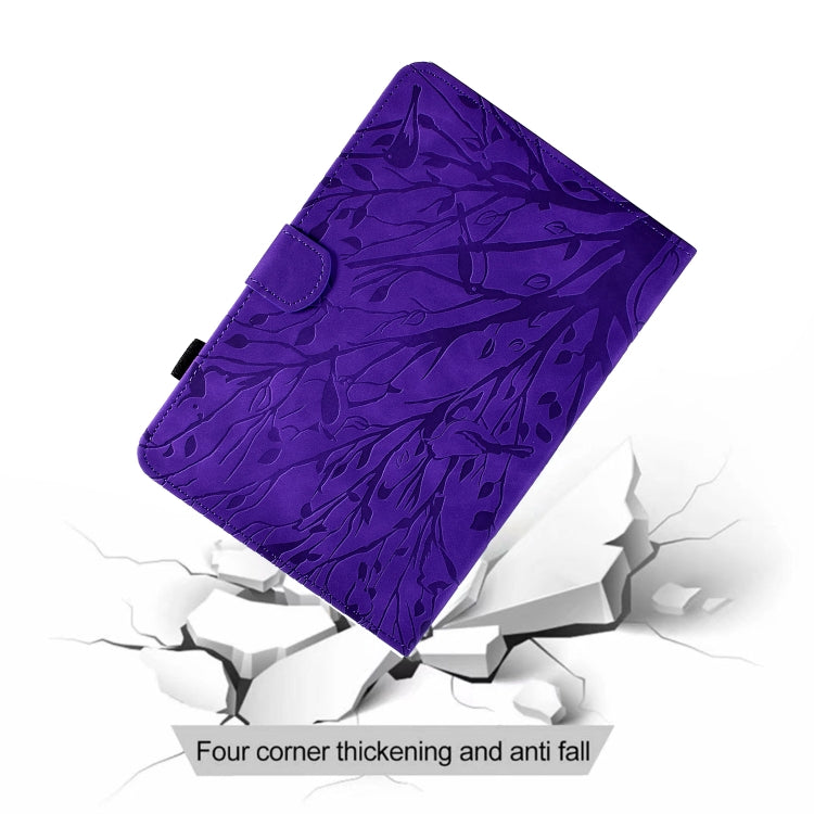 For iPad Pro 11 2024 Fortune Tree Embossed Leather Smart Tablet Case(Purple)