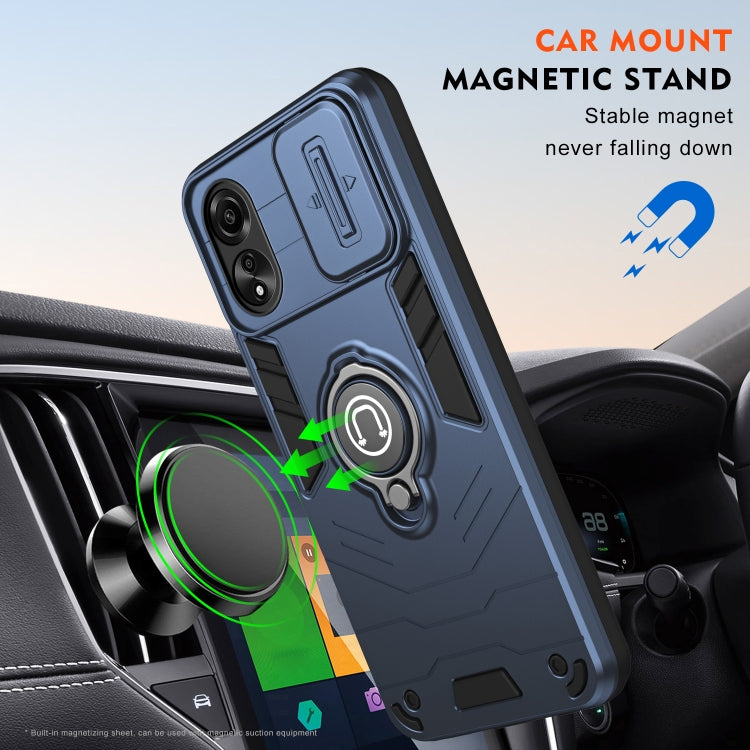 For OPPO A78 4G Camshield Ring Holder Phone Case(Royal Blue)