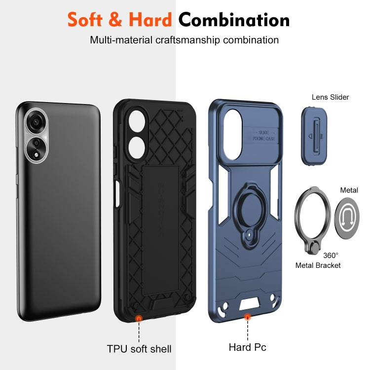 For OPPO A78 4G Camshield Ring Holder Phone Case(Royal Blue)