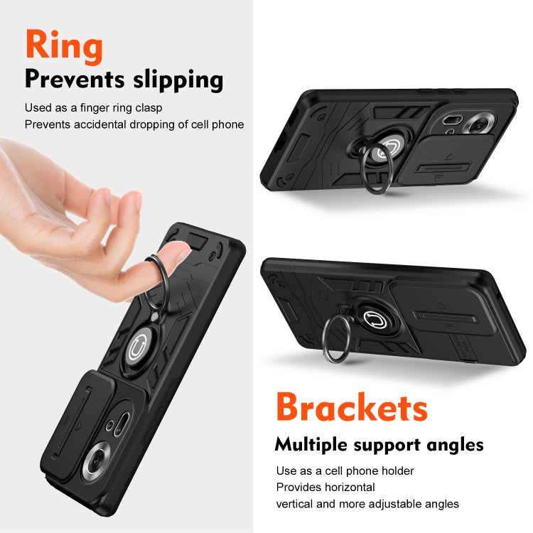 For OPPO Reno11 Global Camshield Ring Holder Phone Case(Black)