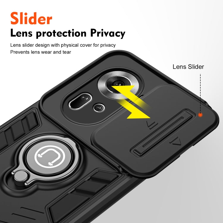 For OPPO Reno11 Global Camshield Ring Holder Phone Case(Black)