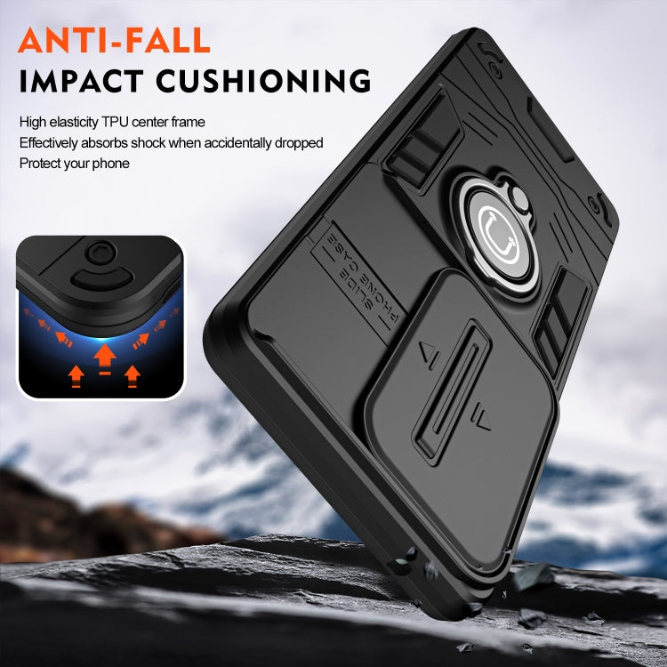 For OPPO Reno11 Global Camshield Ring Holder Phone Case(Black)