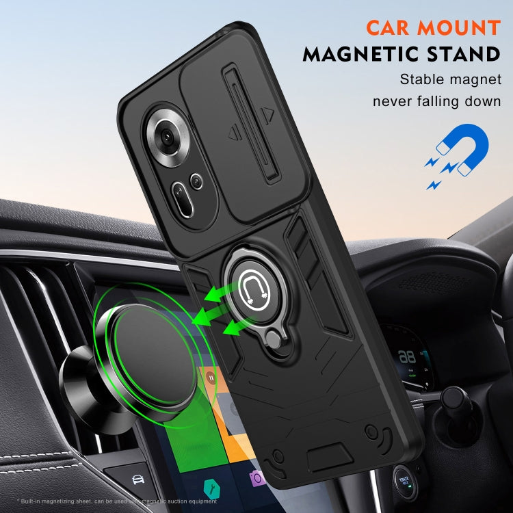 For OPPO Reno11 Global Camshield Ring Holder Phone Case(Black)