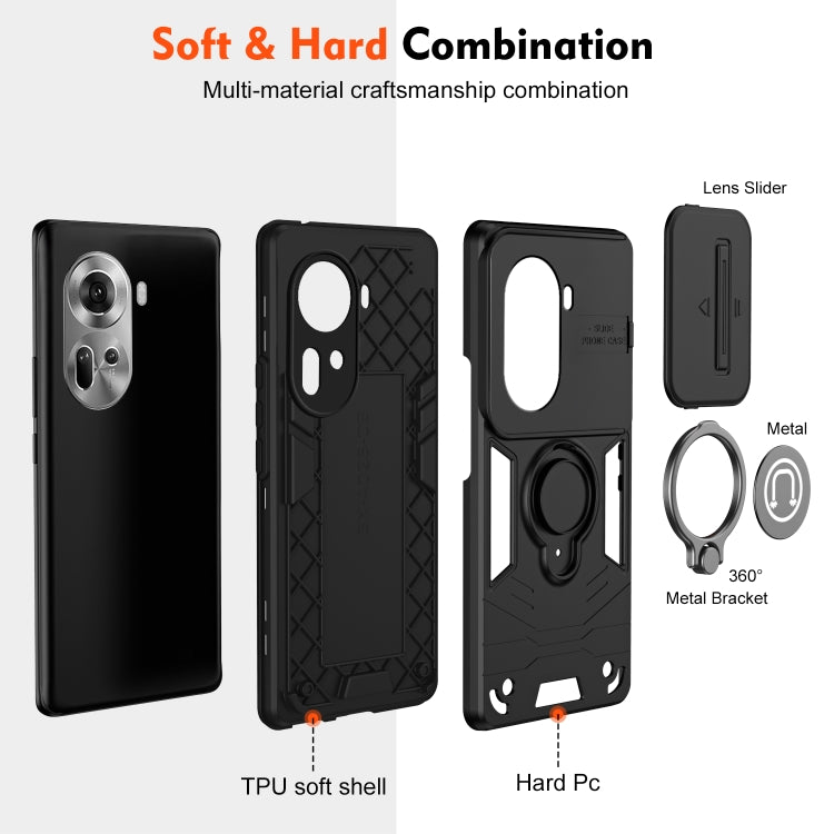 For OPPO Reno11 Global Camshield Ring Holder Phone Case(Black)