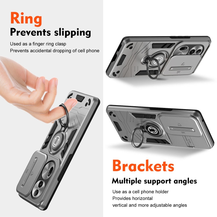 For OPPO Reno11 Pro Global Camshield Ring Holder Phone Case(Grey)