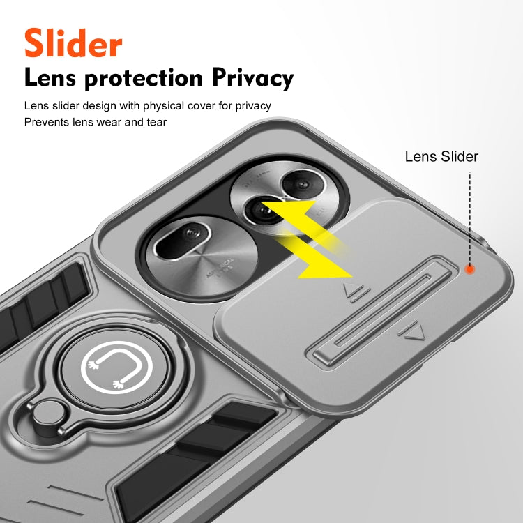 For OPPO Reno11 Pro Global Camshield Ring Holder Phone Case(Grey)