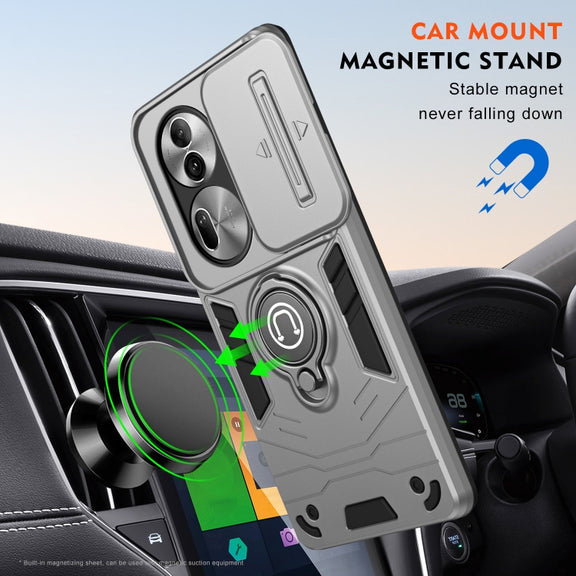 For OPPO Reno11 Pro Global Camshield Ring Holder Phone Case(Grey)