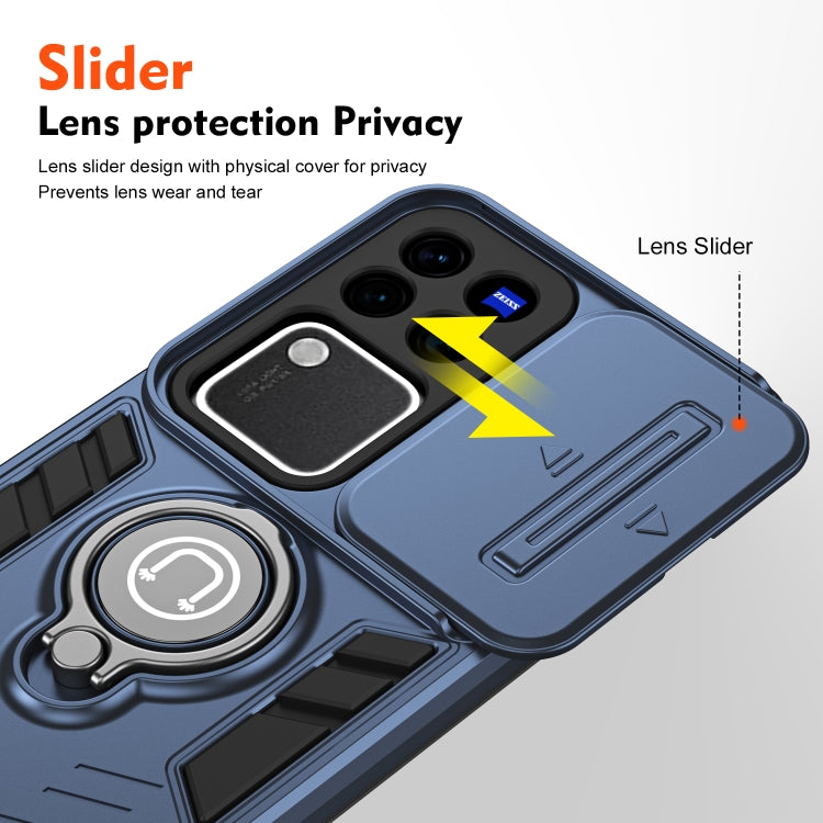 For vivo V30 / V30 Pro Camshield Ring Holder Phone Case(Royal Blue)