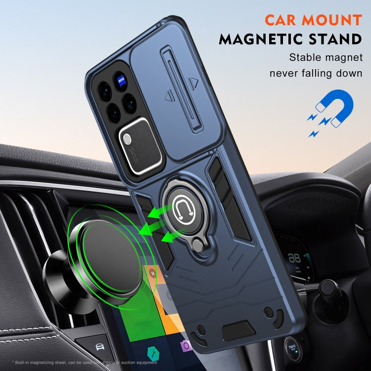 For vivo V30 / V30 Pro Camshield Ring Holder Phone Case(Royal Blue)