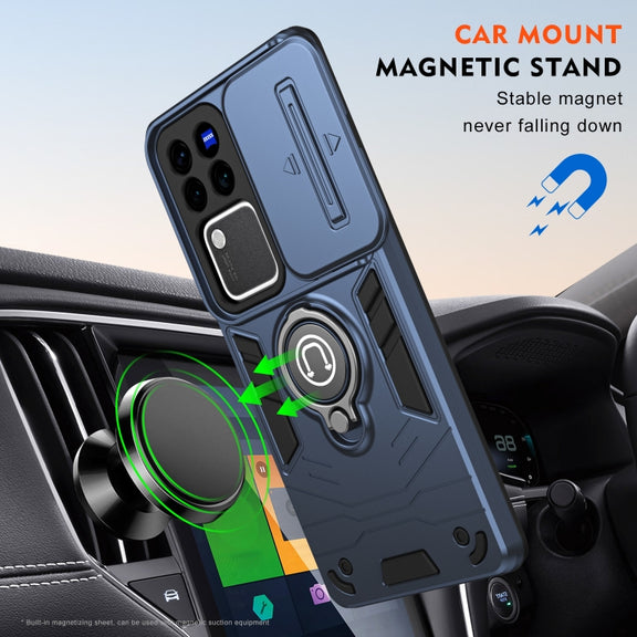 For vivo V30 / V30 Pro Camshield Ring Holder Phone Case(Royal Blue)