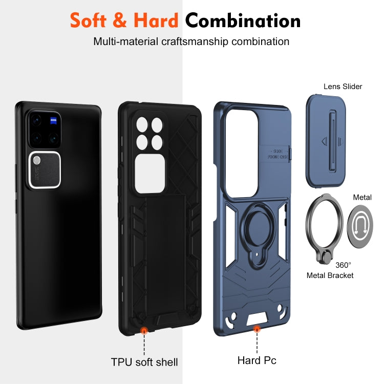 For vivo V30 / V30 Pro Camshield Ring Holder Phone Case(Royal Blue)