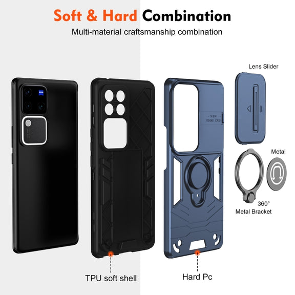 For vivo V30 / V30 Pro Camshield Ring Holder Phone Case(Royal Blue)