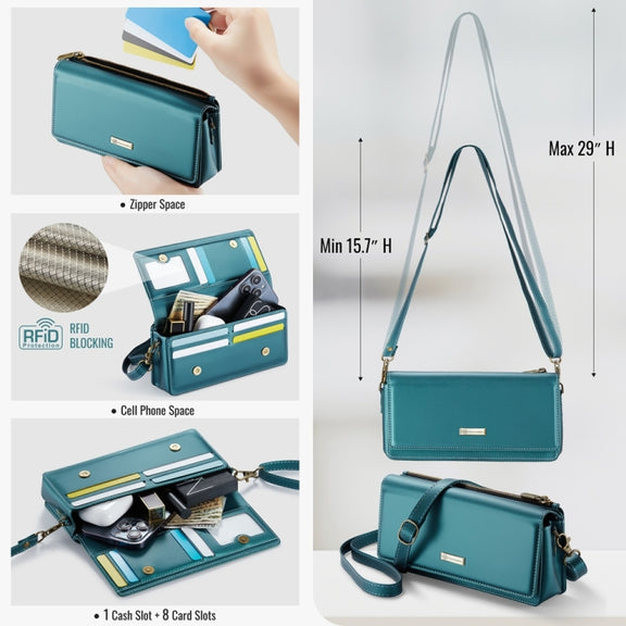 CaseMe ME30 Max Multifunctional Large-Capacity Shoulder Crossbody Phone Bag(Blue Green)