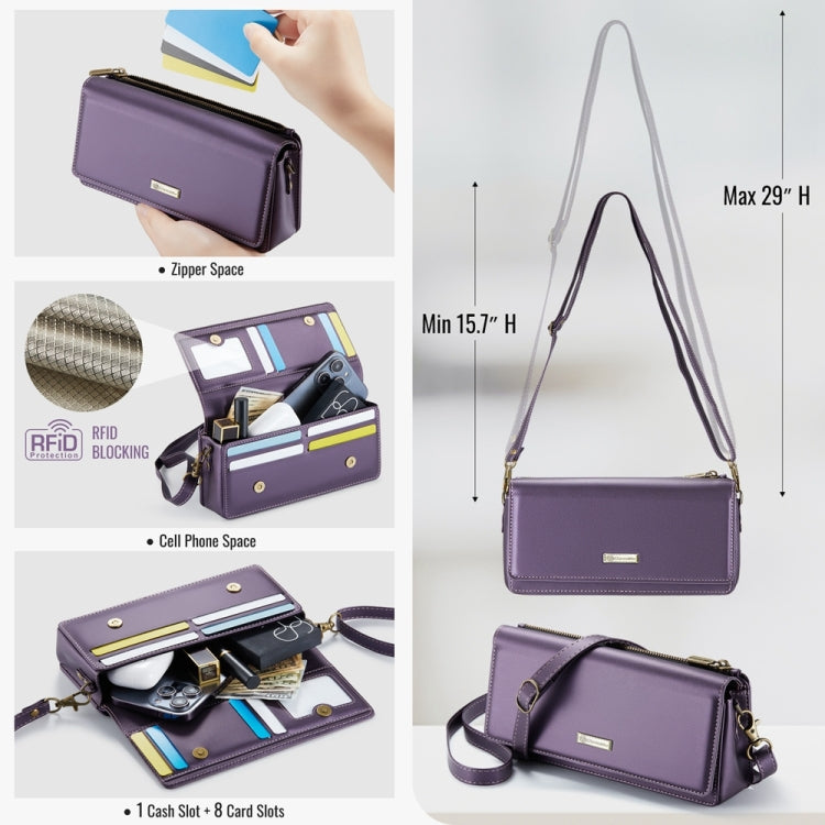 CaseMe ME30 Max Multifunctional Large-Capacity Shoulder Crossbody Phone Bag(Purple)