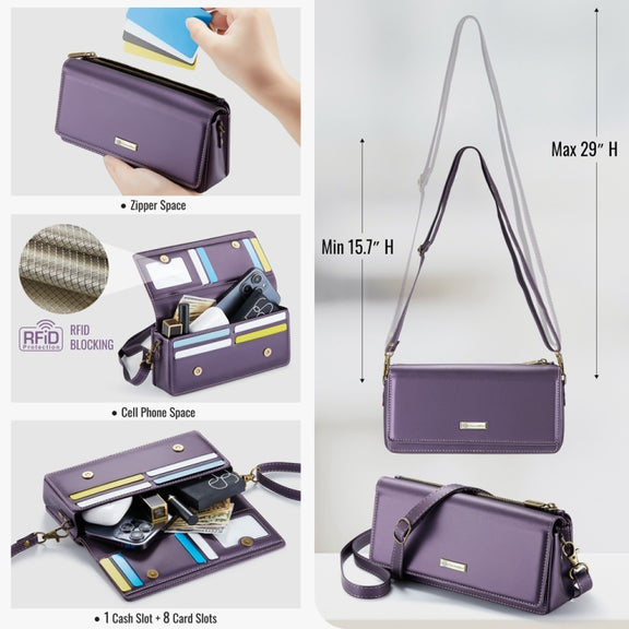 CaseMe ME30 Max Multifunctional Large-Capacity Shoulder Crossbody Phone Bag(Purple)
