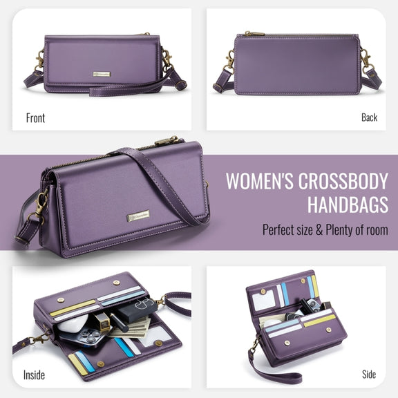 CaseMe ME30 Max Multifunctional Large-Capacity Shoulder Crossbody Phone Bag(Purple)