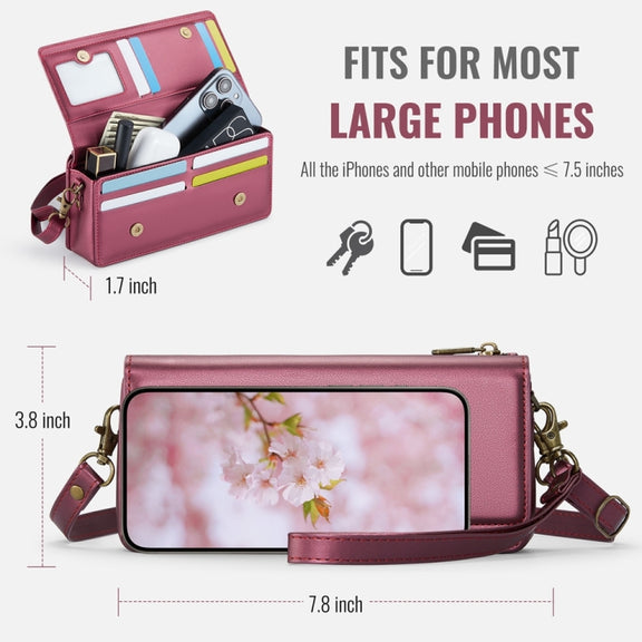 CaseMe ME30 Max Multifunctional Large-Capacity Shoulder Crossbody Phone Bag(Red)