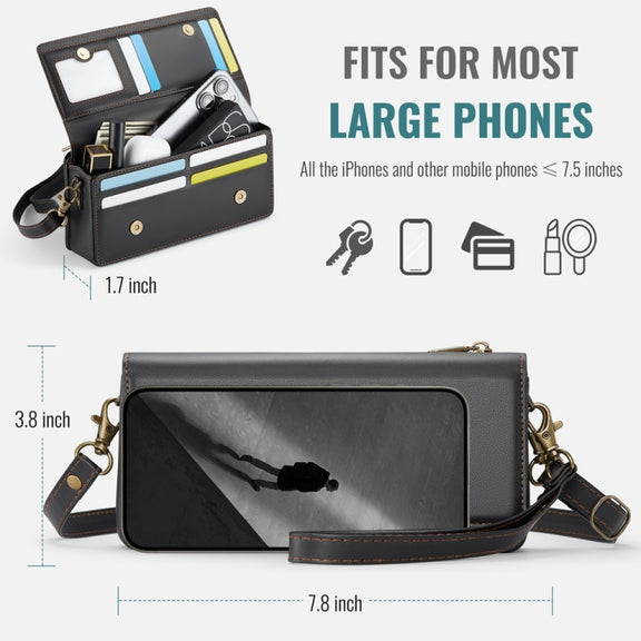 CaseMe ME30 Max Multifunctional Large-Capacity Shoulder Crossbody Phone Bag(Black)