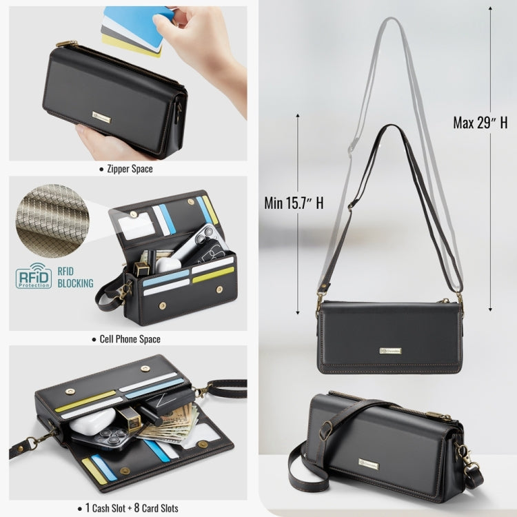 CaseMe ME30 Max Multifunctional Large-Capacity Shoulder Crossbody Phone Bag(Black)